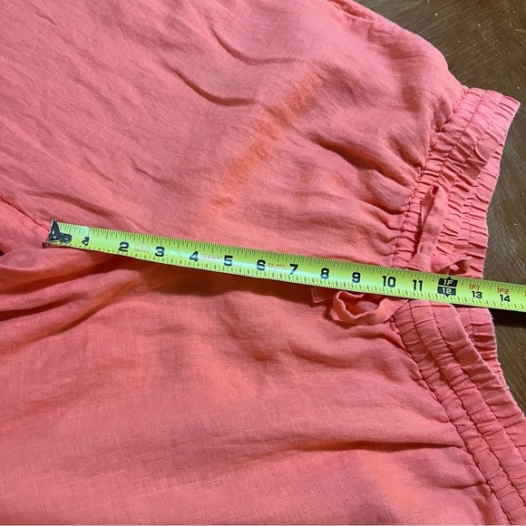 J. Crew Apricot Orange Linen Cropped Pull On Pants Size Large Lagenlook Beachy - Picture 8 of 12